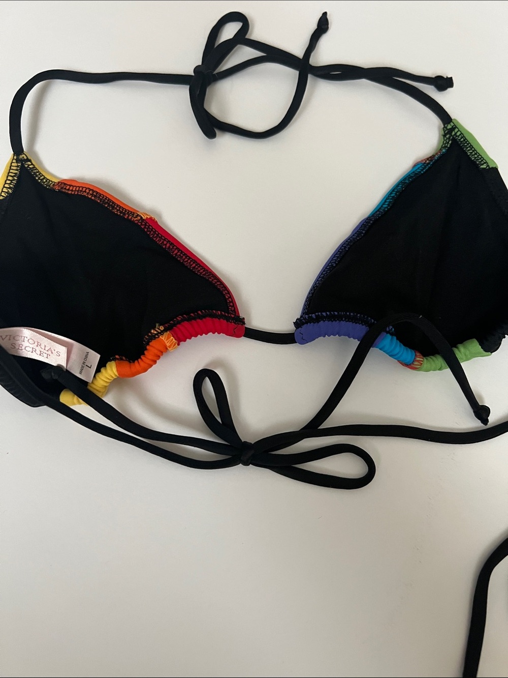 Rainbow Colorblock String Bikini Top & Bottom Set - Picture 7 of 7